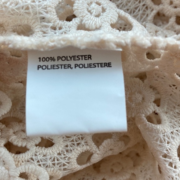 NWT Blue Tassel Puff-Sleeve Lace Blouse Embroidered Floral in Ivory Cream - Picture 9 of 12